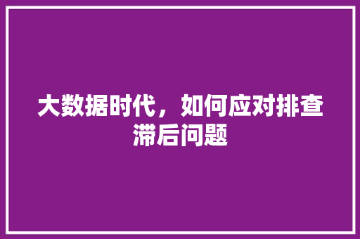 大数据时代，如何应对排查滞后问题