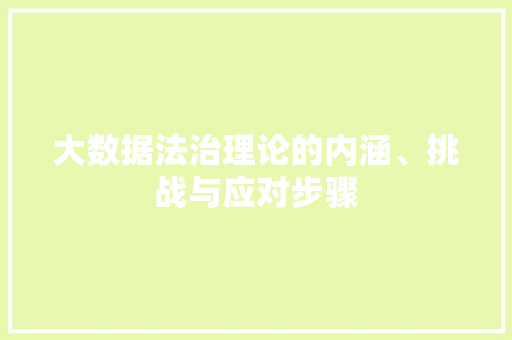 大数据法治理论的内涵、挑战与应对步骤