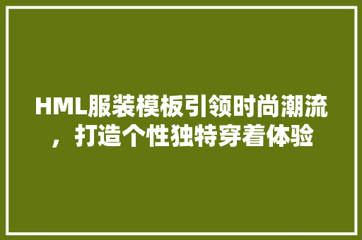 HML服装模板引领时尚潮流，打造个性独特穿着体验 项目报告