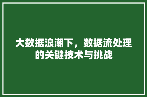 大数据浪潮下，数据流处理的关键技术与挑战