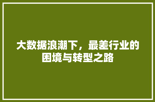 大数据浪潮下，最差行业的困境与转型之路