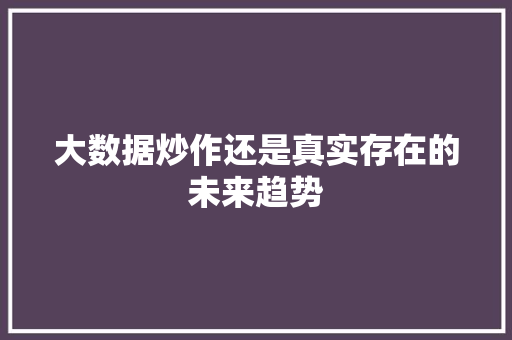 大数据炒作还是真实存在的未来趋势