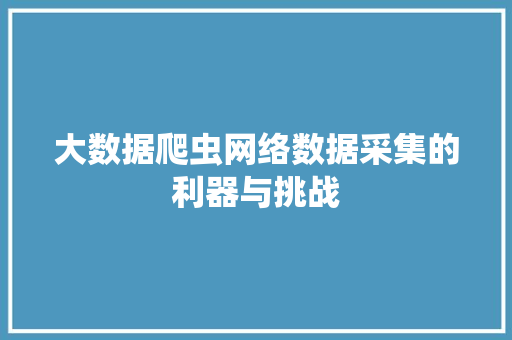 大数据爬虫网络数据采集的利器与挑战