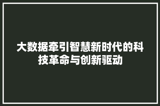 大数据牵引智慧新时代的科技革命与创新驱动