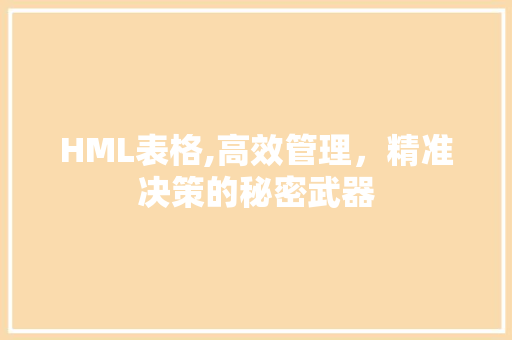 HML表格,高效管理，精准决策的秘密武器