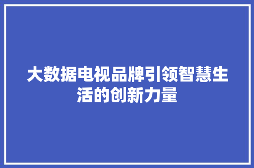 大数据电视品牌引领智慧生活的创新力量