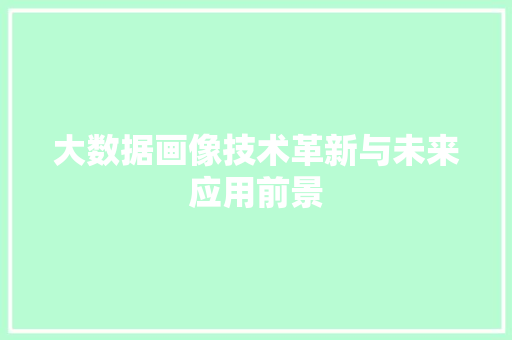 大数据画像技术革新与未来应用前景