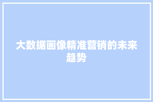 大数据画像精准营销的未来趋势