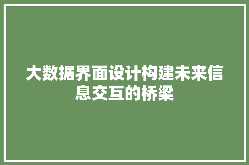 大数据界面设计构建未来信息交互的桥梁