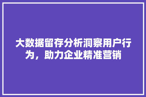 大数据留存分析洞察用户行为，助力企业精准营销