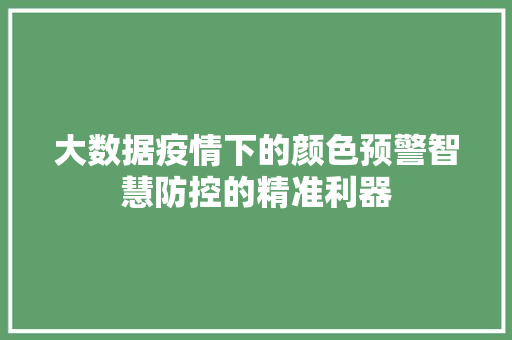 大数据疫情下的颜色预警智慧防控的精准利器