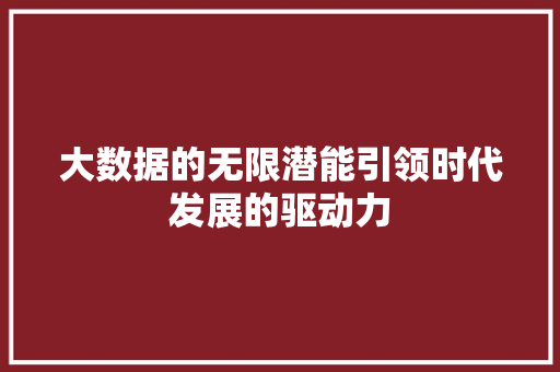 大数据的无限潜能引领时代发展的驱动力