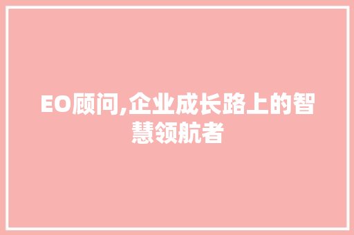 EO顾问,企业成长路上的智慧领航者