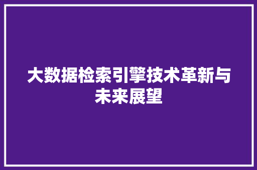 大数据检索引擎技术革新与未来展望