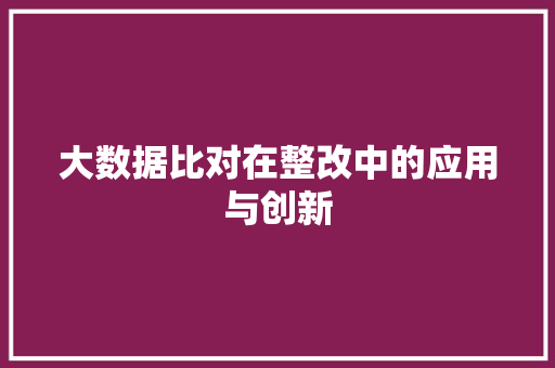 大数据比对在整改中的应用与创新