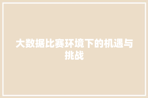大数据比赛环境下的机遇与挑战