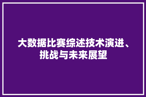 大数据比赛综述技术演进、挑战与未来展望