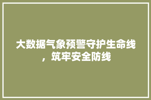大数据气象预警守护生命线，筑牢安全防线