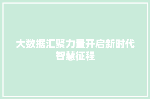 大数据汇聚力量开启新时代智慧征程