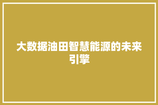大数据油田智慧能源的未来引擎