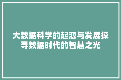 大数据科学的起源与发展探寻数据时代的智慧之光