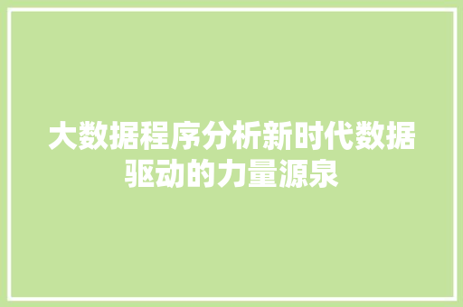 大数据程序分析新时代数据驱动的力量源泉