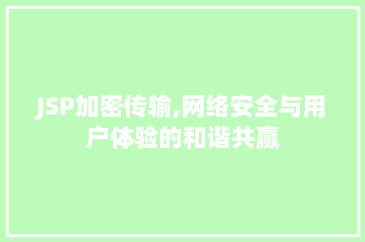 JSP加密传输,网络安全与用户体验的和谐共赢