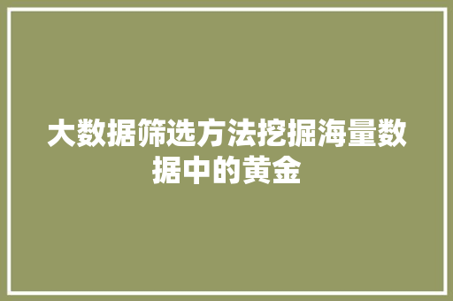 大数据筛选方法挖掘海量数据中的黄金