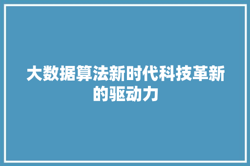 大数据算法新时代科技革新的驱动力