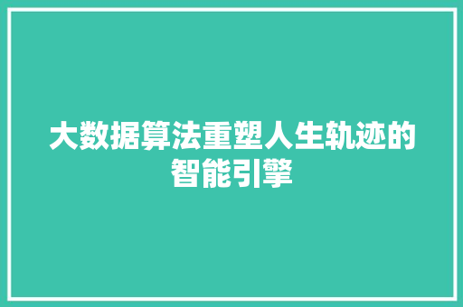 大数据算法重塑人生轨迹的智能引擎