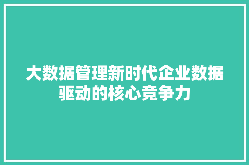 大数据管理新时代企业数据驱动的核心竞争力