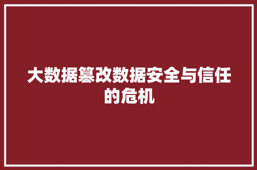大数据篡改数据安全与信任的危机