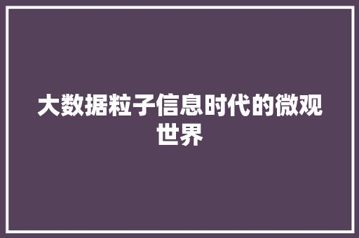大数据粒子信息时代的微观世界