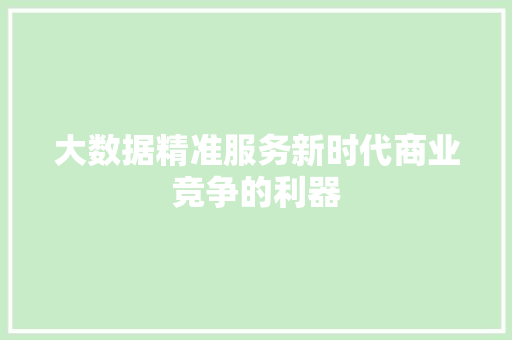 大数据精准服务新时代商业竞争的利器