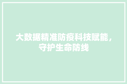大数据精准防疫科技赋能，守护生命防线
