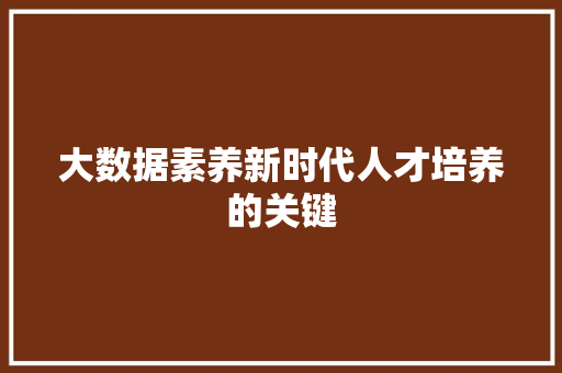 大数据素养新时代人才培养的关键