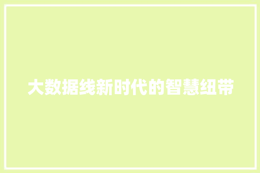 大数据线新时代的智慧纽带
