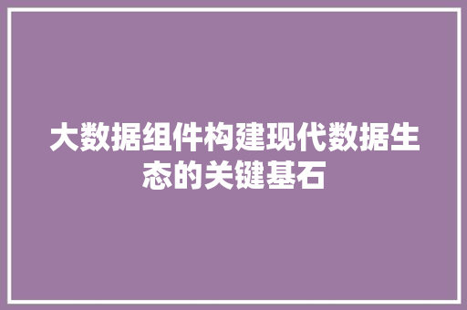 大数据组件构建现代数据生态的关键基石