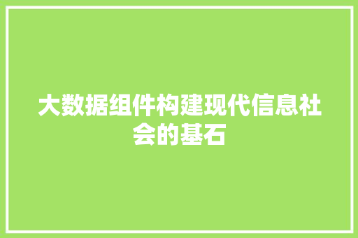 大数据组件构建现代信息社会的基石