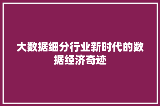 大数据细分行业新时代的数据经济奇迹