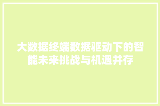 大数据终端数据驱动下的智能未来挑战与机遇并存