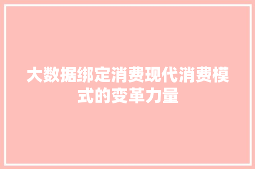大数据绑定消费现代消费模式的变革力量