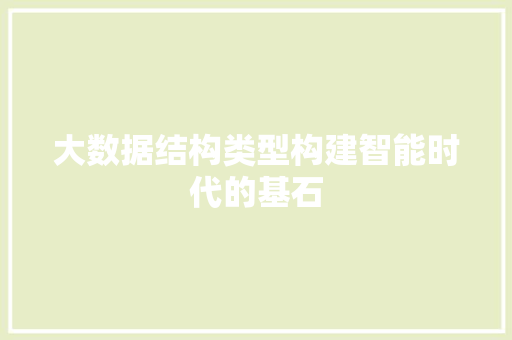 大数据结构类型构建智能时代的基石