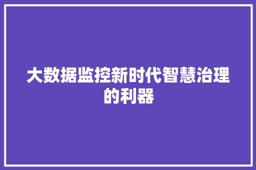 大数据监控新时代智慧治理的利器