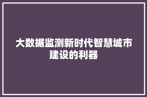 大数据监测新时代智慧城市建设的利器