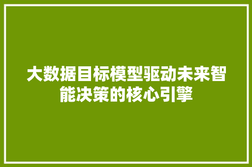 大数据目标模型驱动未来智能决策的核心引擎