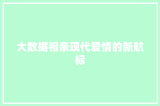 大数据相亲现代爱情的新航标