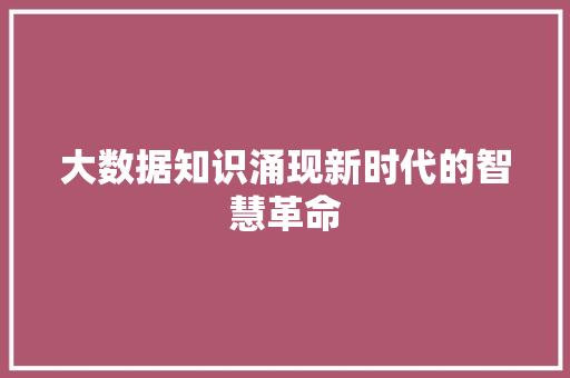 大数据知识涌现新时代的智慧革命