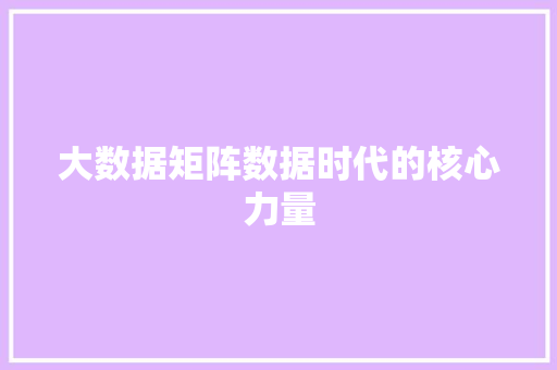 大数据矩阵数据时代的核心力量