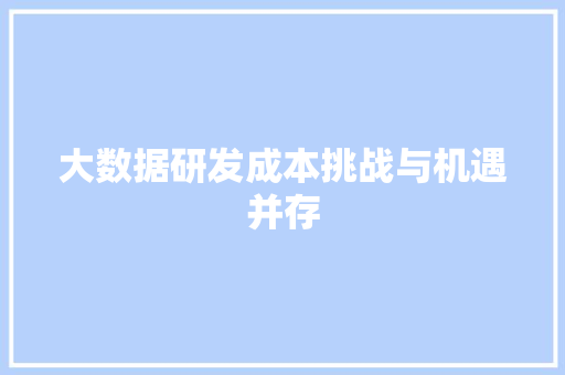大数据研发成本挑战与机遇并存